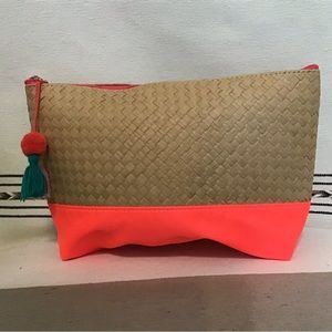 NWOT Sephora cosmetic bag natural color & coral  nice large size 11x6.5